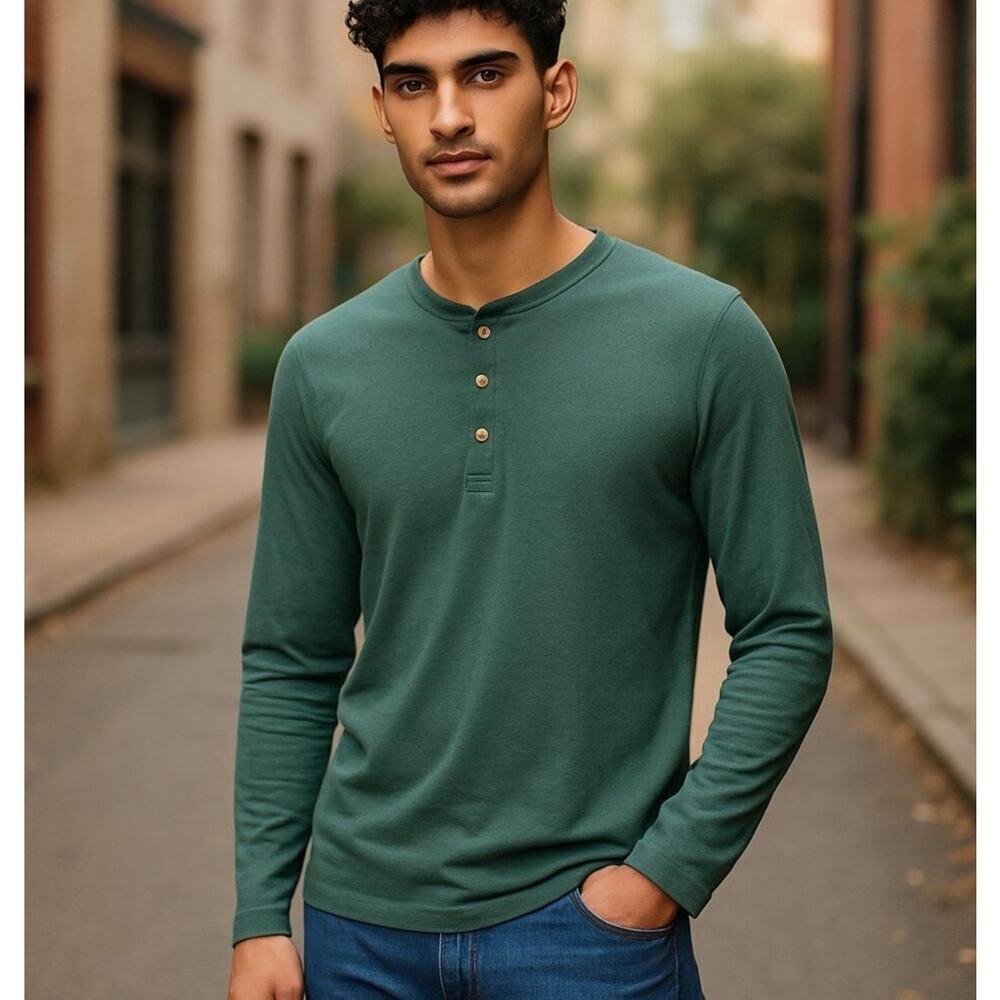 Men's Green Henley Shirt